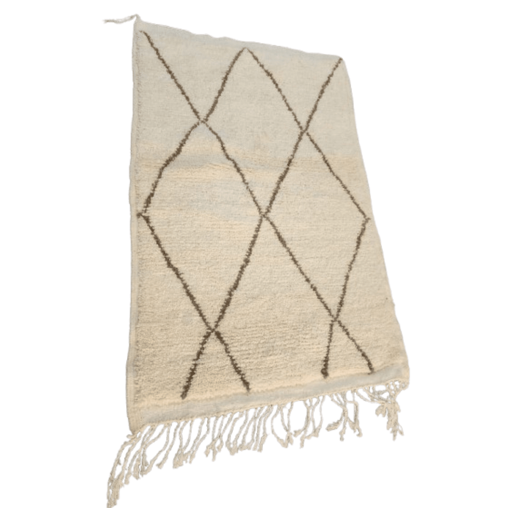 Tapis Beni Ourain Crème & Losanges Larges Marron | Yamiriam - YaMiriam