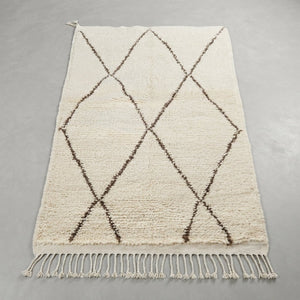Tapis Beni Ourain Crème & Losanges Larges Marron | Yamiriam - YaMiriam