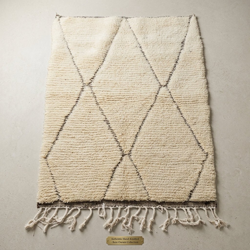 Tapis Beni Ourain Crème & Losanges Marron | Yamiriam - YaMiriam