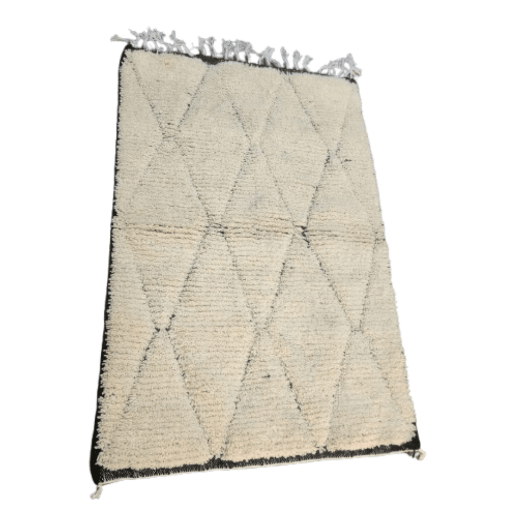 Tapis Beni Ourain Crème & Losanges Noir Gris | Yamiriam - YaMiriam
