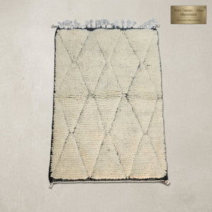Tapis Beni Ourain Crème & Losanges Noir Gris | Yamiriam - YaMiriam