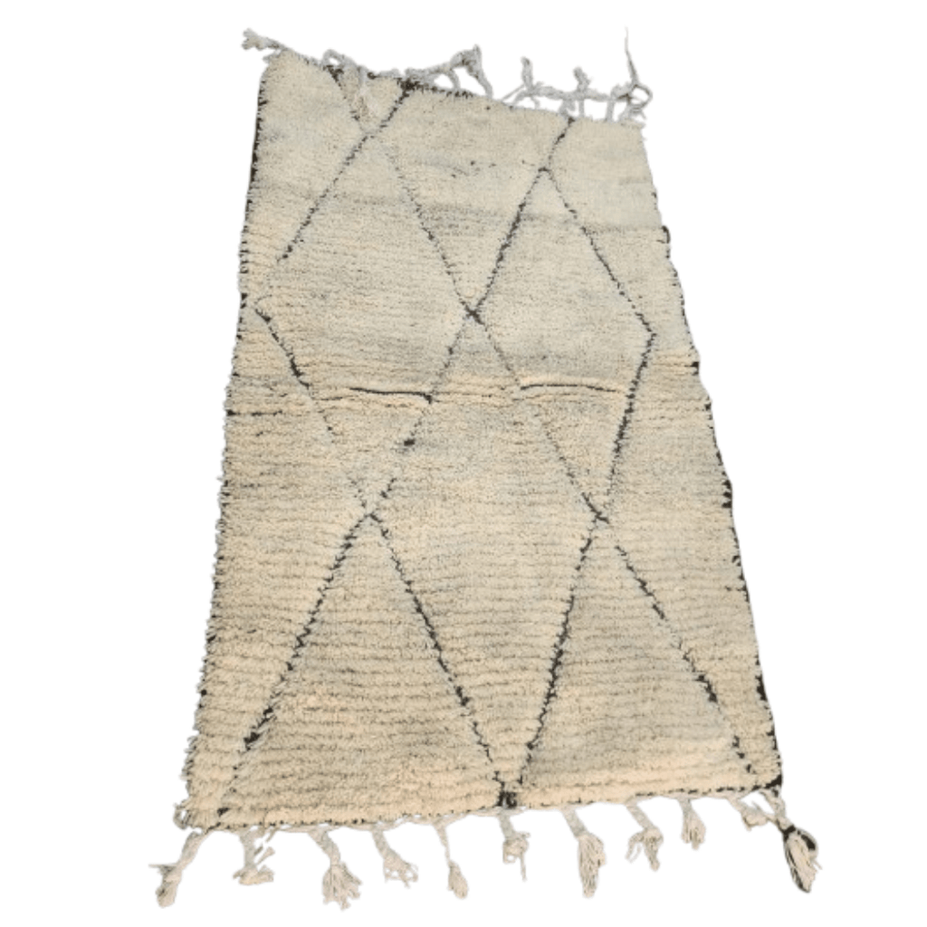 Tapis Beni Ourain Crème & Losanges Noirs | Yamiriam - YaMiriam