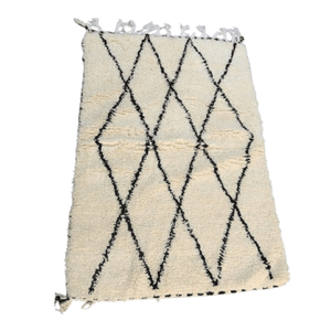 Tapis Beni Ourain Crème & Losanges Noirs | Yamiriam - YaMiriam