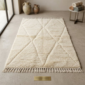 Tapis Beni Ourain Crème & Losanges Ton sur Ton | Yamiriam - YaMiriam