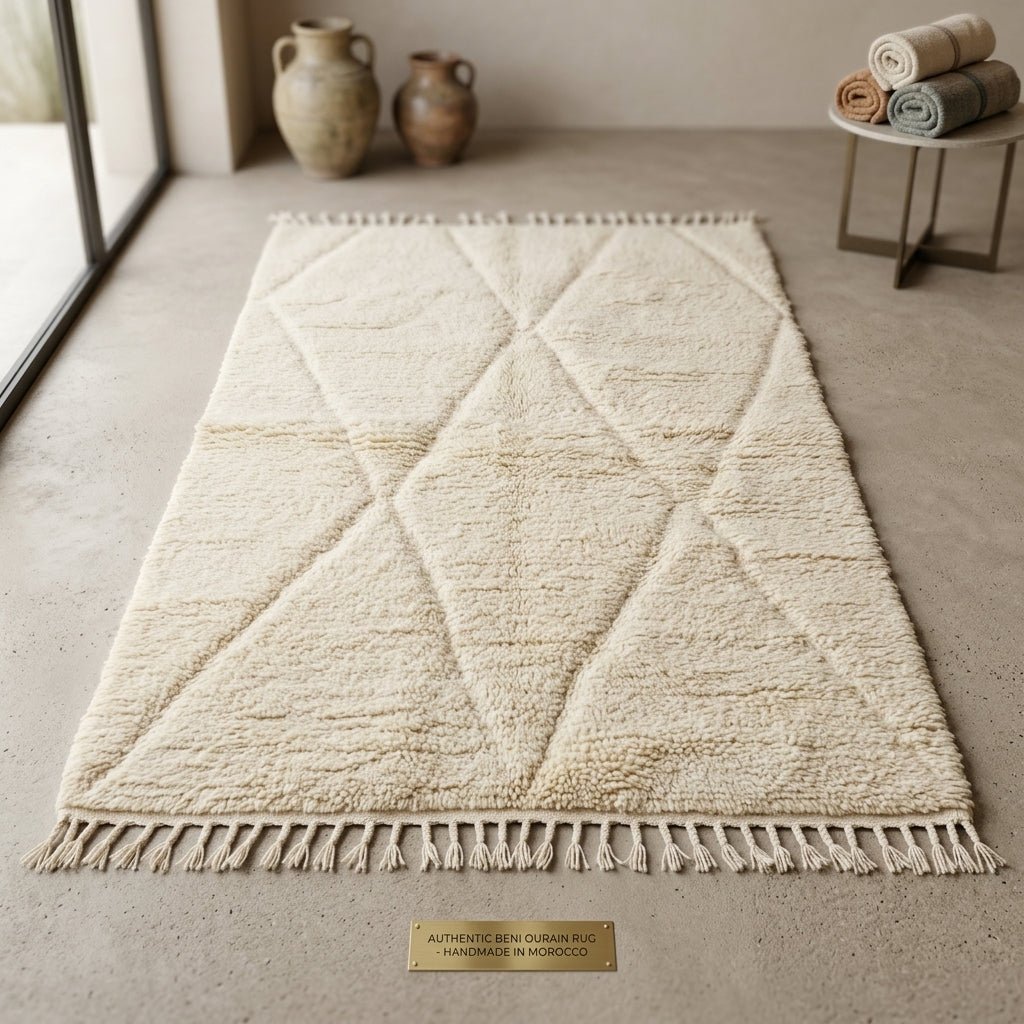 Tapis Beni Ourain Crème & Losanges Ton sur Ton | Yamiriam - YaMiriam