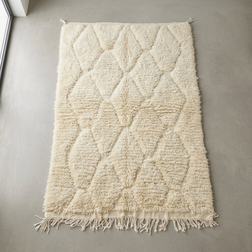 Tapis Beni Ourain Crème & Losanges Ton sur Ton | Yamiriam - YaMiriam