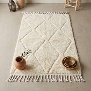 Tapis Beni Ourain Crème & Losanges Ton sur Ton | Yamiriam - YaMiriam