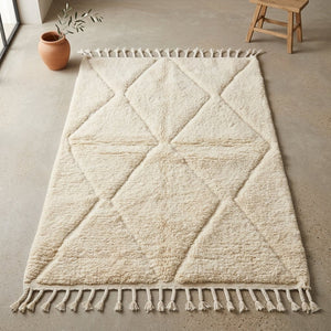 Tapis Beni Ourain Crème & Losanges Ton sur Ton | Yamiriam - YaMiriam