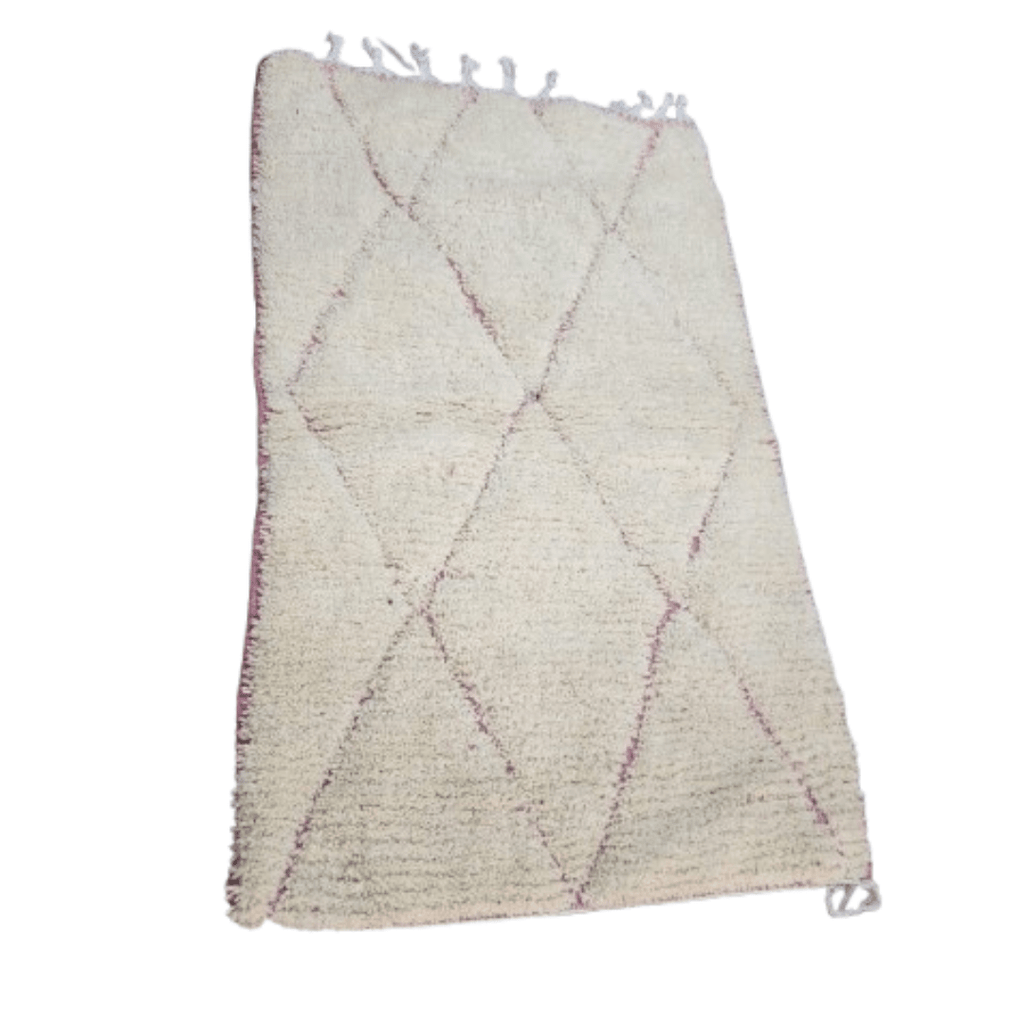 Tapis Beni Ourain Crème & Losanges Violet Rose | Yamiriam - YaMiriam