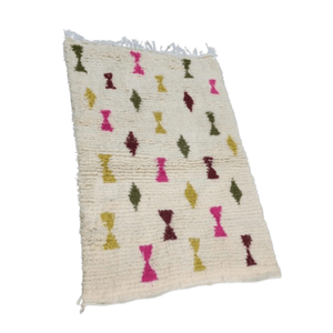 Tapis Beni Ourain Crème Papillons & Sabliers | Yamiriam - YaMiriam