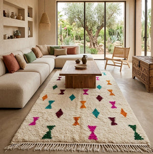 Tapis Beni Ourain Crème Papillons & Sabliers | Yamiriam - YaMiriam