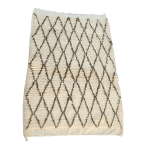 Tapis Beni Ourain Crème & Petits Losanges Marron | Yamiriam - YaMiriam