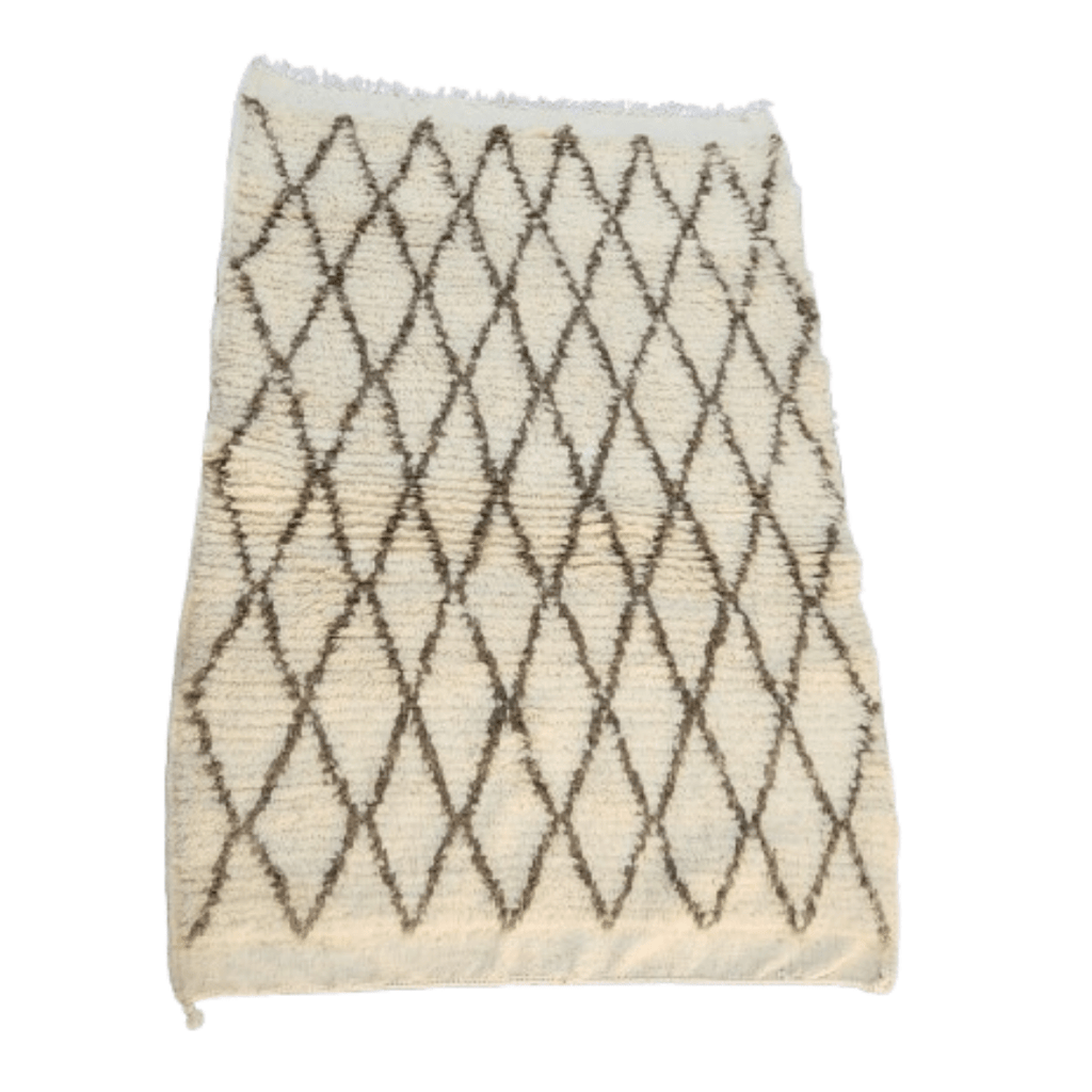 Tapis Beni Ourain Crème & Petits Losanges Marron | Yamiriam - YaMiriam