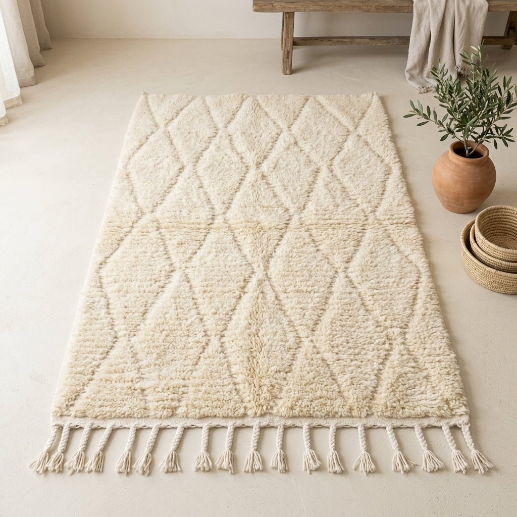 Tapis Beni Ourain Crème Ton sur Ton | Yamiriam - YaMiriam