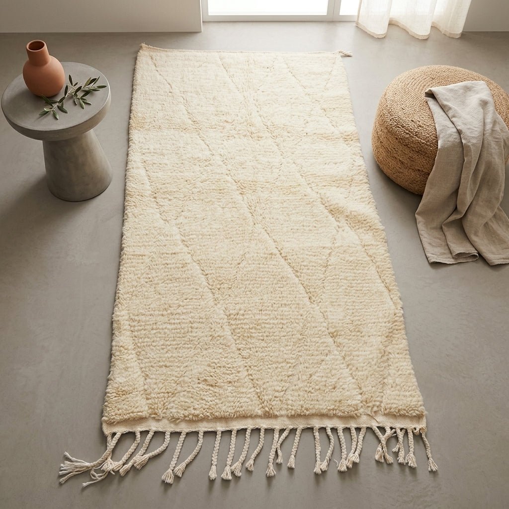 Tapis Beni Ourain Crème Ton sur Ton | Yamiriam - YaMiriam