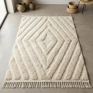 Tapis Beni Ourain Losanges Emboîtés Ton sur Ton | Yamiriam - YaMiriam