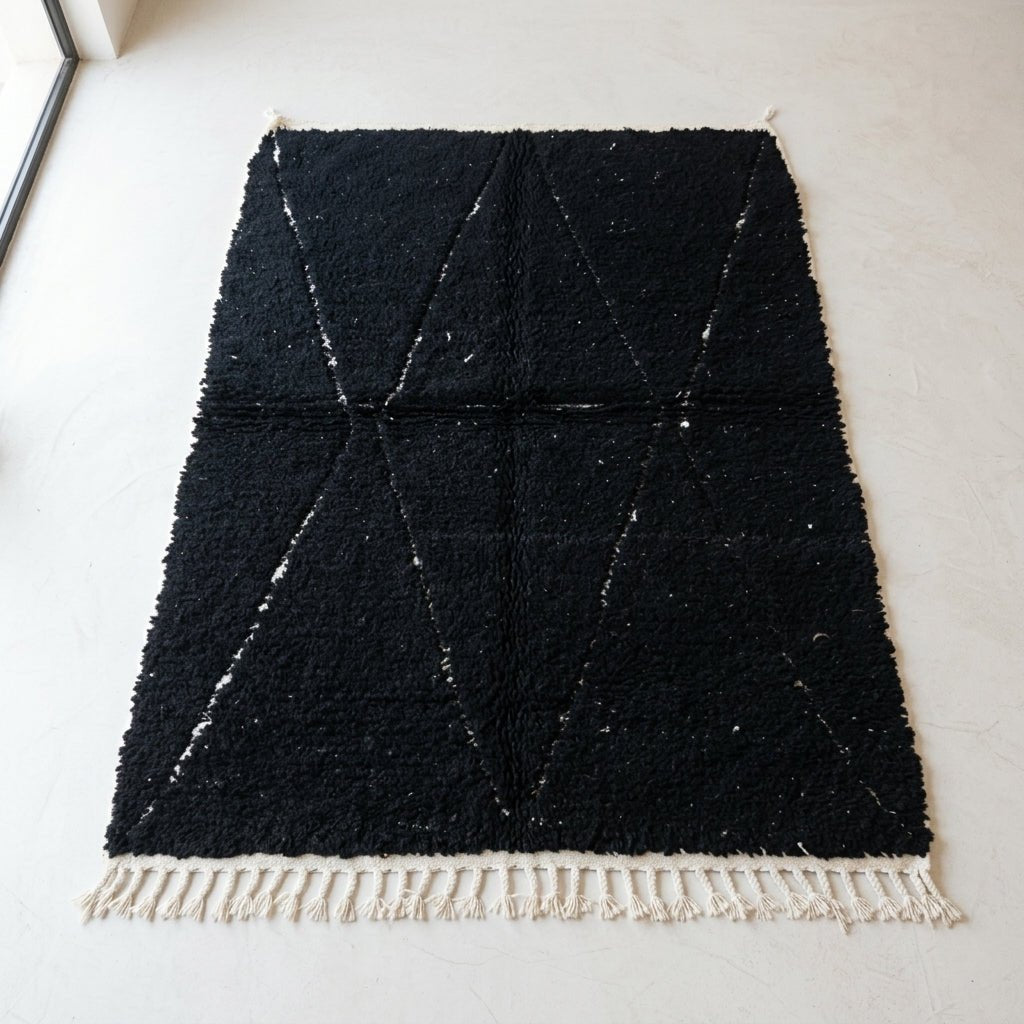Tapis Beni Ourain Noir & Losanges Clairs | Yamiriam - YaMiriam
