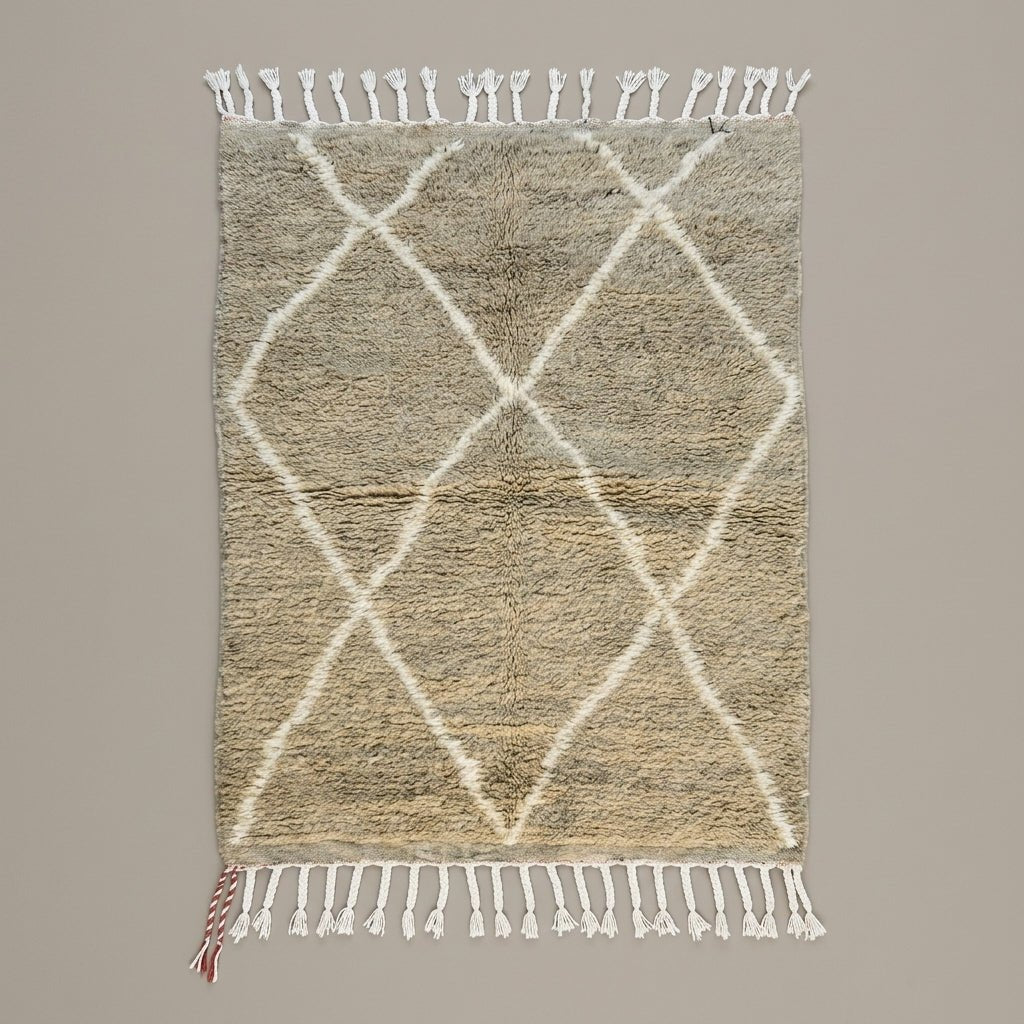 Tapis Beni Ourain Taupe & Losanges Clairs | Yamiriam - YaMiriam