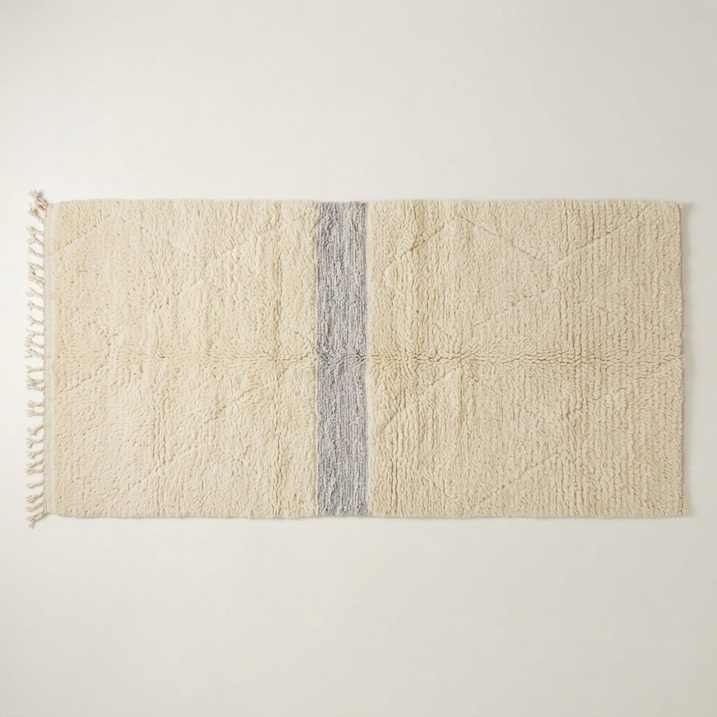 Tapis Berbère Chemin Blanc Épuré 100x60 cm | Yamiriam - YaMiriam