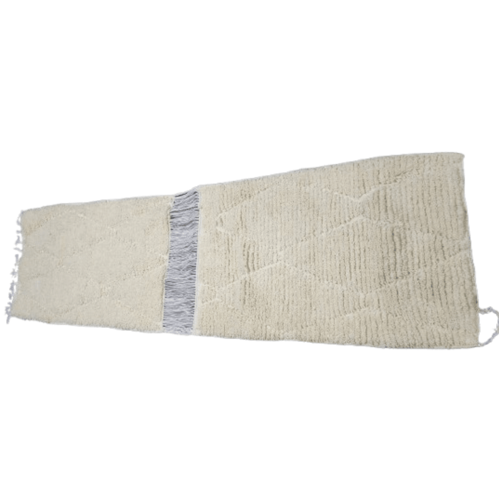 Tapis Berbère Chemin Blanc Épuré 100x60 cm | Yamiriam - YaMiriam