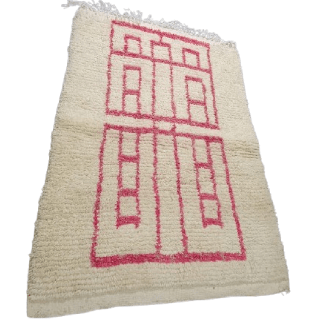 Tapis Berbère Géométrique Rose & Crème | Yamiriam - YaMiriam