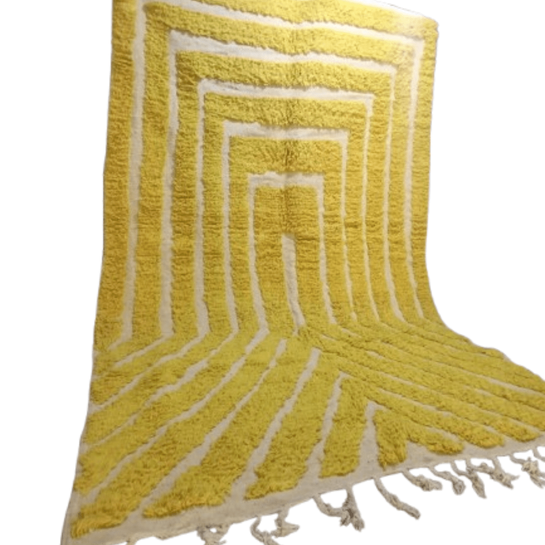 Tapis Berbère Relief Lignes Jaunes | Yamiriam - YaMiriam