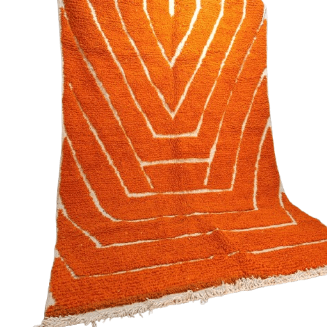 Tapis Berbère Relief Lignes Orange | Yamiriam - YaMiriam