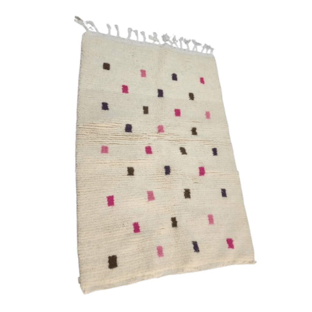 Tapis Boucherouite Crème & Carrés Épars | Yamiriam - YaMiriam