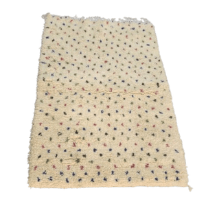 Tapis Boucherouite Crème & Pois Multicolores | Yamiriam - YaMiriam
