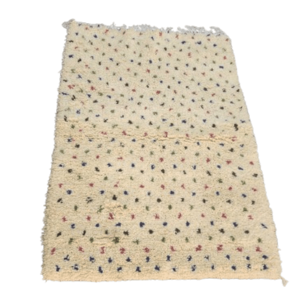 Tapis Boucherouite Crème & Pois Multicolores | Yamiriam - YaMiriam