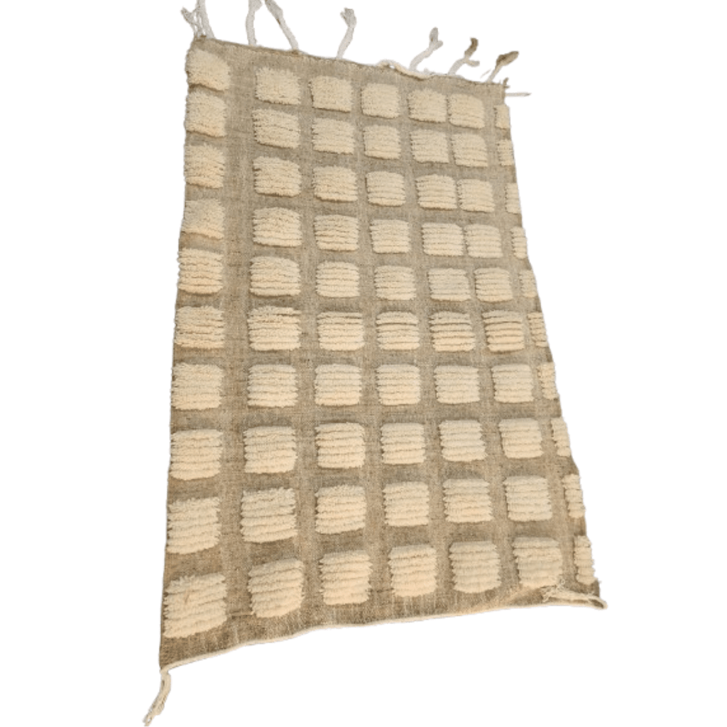Tapis Hanbel Kilim Carrés Écru & Beige | Yamiriam - YaMiriam