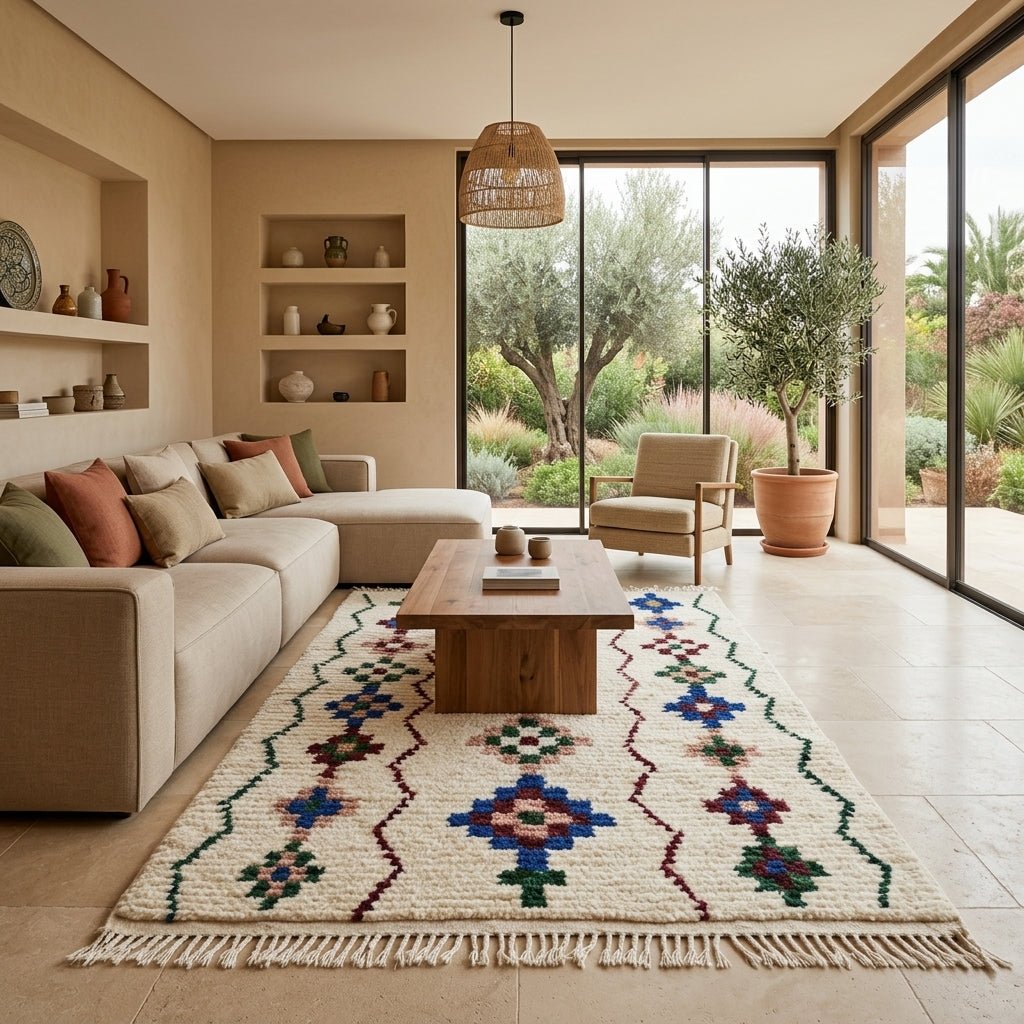 Tapis Zanafi Azilal Lignes de Losanges Mosaïques | Yamiriam - YaMiriam